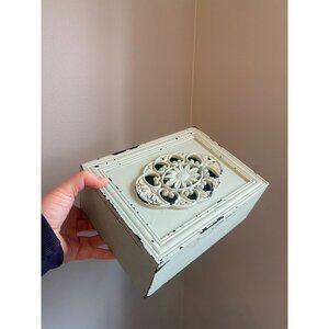Vintage-Style Decorative Wooden Box With Ornate Floral Cutout Design 10" X 7" X